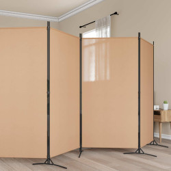 Divisória de quarto de 6 painéis bege 520 x 180 cm tecido