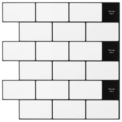 Azulejo subterrâneo 10 unid. branco e preto 30 x 30 cm