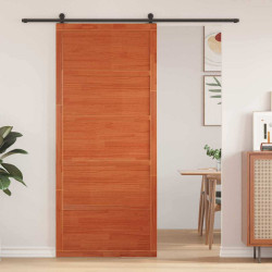 Porta de celeiro castanho encerado 80 x 2,5 x 208 cm
