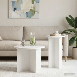 Conjunto de mesas de apoio 2 unid. branco brilhante