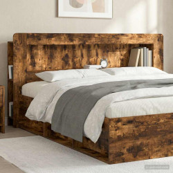 Cabeceira com armário carvalho fumado 215 x 18,5 x 100 cm