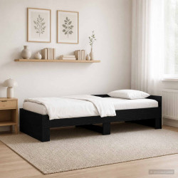 Estrutura de cama com cabeceira carvalho preto 80 x 200 cm
