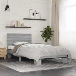 Estrutura de cama com cabeceira sonoma cinzento 80 x 200 cm