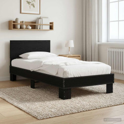 Estrutura de cama com cabeceira carvalho preto 80 x 200 cm