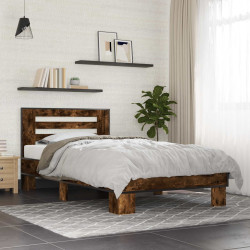 Estrutura de cama com cabeceira carvalho fumado 80 x 200 cm