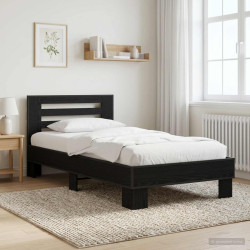 Estrutura de cama com cabeceira carvalho preto 80 x 200 cm