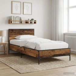 Estrutura de cama com cabeceira madeira antiga 80 x 200 cm