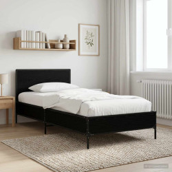 Estrutura de cama com cabeceira carvalho preto 80 x 200 cm