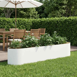 Cama de jardim elevada branco 220 x 40 x 40 cm aço