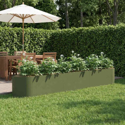 Cama de jardim elevada verde-azeitona 300 x 40 x 40 cm aço
