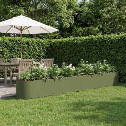 Cama de jardim elevada verde-azeitona 380 x 40 x 40 cm aço