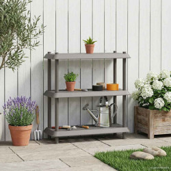 Unidade de estante 3 níveis 100 x 40 x 96 cm PP cinzento-claro