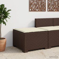 Sofá de jardim 1 lugar com almofada look rattan PP castanho