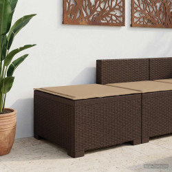 Sofá de jardim 1 lugar com almofada look rattan PP castanho
