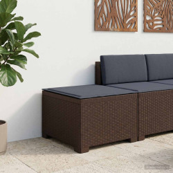 Sofá de jardim 1 lugar com almofada look rattan PP castanho
