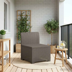 Sofá de jardim 1 lugar look rattan PP cinzento-claro