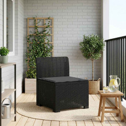 Sofá de jardim 1 lugar com almofada look rattan PP antracite