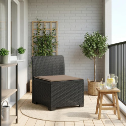 Sofá de jardim 1 lugar com almofada look rattan PP antracite