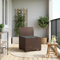Sofá de jardim 1 lugar com almofada look rattan PP castanho