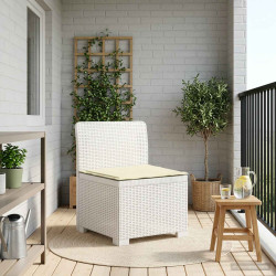 Sofá de jardim 1 lugar com almofada look rattan PP branco
