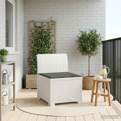 Sofá de jardim 1 lugar com almofada look rattan PP branco