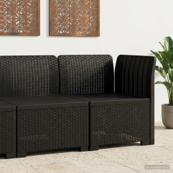 Sofá de jardim 1 lugar look rattan PP antracite