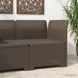 Sofá de jardim 1 lugar look rattan PP cinzento-claro