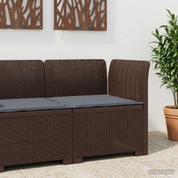 Sofá de jardim 1 lugar com almofada look rattan PP castanho