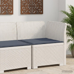 Sofá de jardim 1 lugar com almofada look rattan PP branco