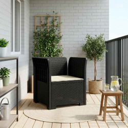Poltrona 1 lugar com almofada look rattan PP antracite