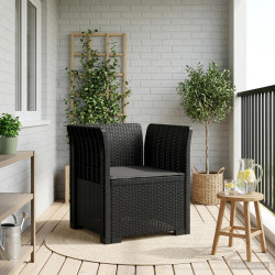 Poltrona 1 lugar com almofada look rattan PP antracite