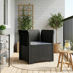 Poltrona 1 lugar com almofada look rattan PP antracite