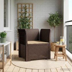Poltrona 1 lugar com almofada look rattan PP castanho