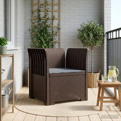 Poltrona 1 lugar com almofada look rattan PP castanho