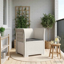 Poltrona 1 lugar com almofada look rattan PP branco
