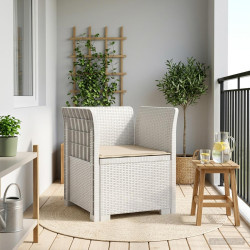 Poltrona 1 lugar com almofada look rattan PP branco