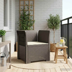 Poltrona 1 lugar com almofada look rattan PP cinzento-claro
