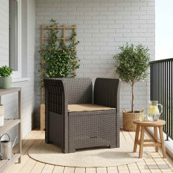 Poltrona 1 lugar com almofada look rattan PP cinzento-claro