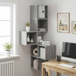 Estante de canto de parede sonoma cinzento 48 x 48 x 120 cm
