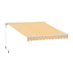Toldo manual retrátil 350x250 cm, toldo exterior para terraço com ângulo ajustável, braço articulado, montagem à parede, estrutura de alumínio, anti-UV e impermeável, para jardim, laranja