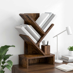 Estante de livros em árvore 3 níveis 30 x 18 x 48 cm