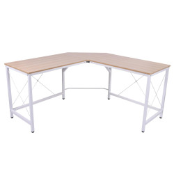 Secretária em forma de l secretária para escritório com estrutura de metal secretária de canto 150x150x76 cm branco e madeira