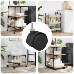 Roda 12 unid. preto e prata 40,1 x 40,1 x 37,8 mm ferro e PP