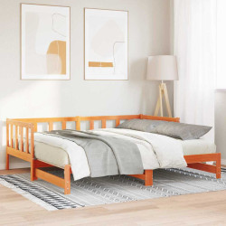 Cama dia rebatível marrom cera 193.5 x 184 x 66 cm