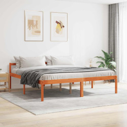 Estrutura da cama com cabeceira marrom cera 200 x 200 cm