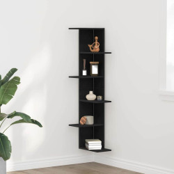 Estante de canto de parede carvalho preto 36.5 x 36.5 x 140 cm