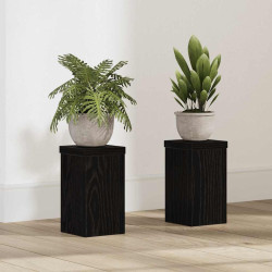 Suporte para plantas 2 unid. carvalho preto 10 x 10 x 18 cm