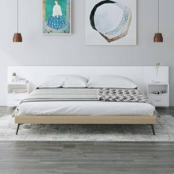 Cabeceira cama + armários madeira processada branco