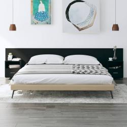 Cabeceira cama + armários madeira processada preto