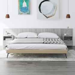 Cabeceira cama + armários madeira processada sonoma cinzento